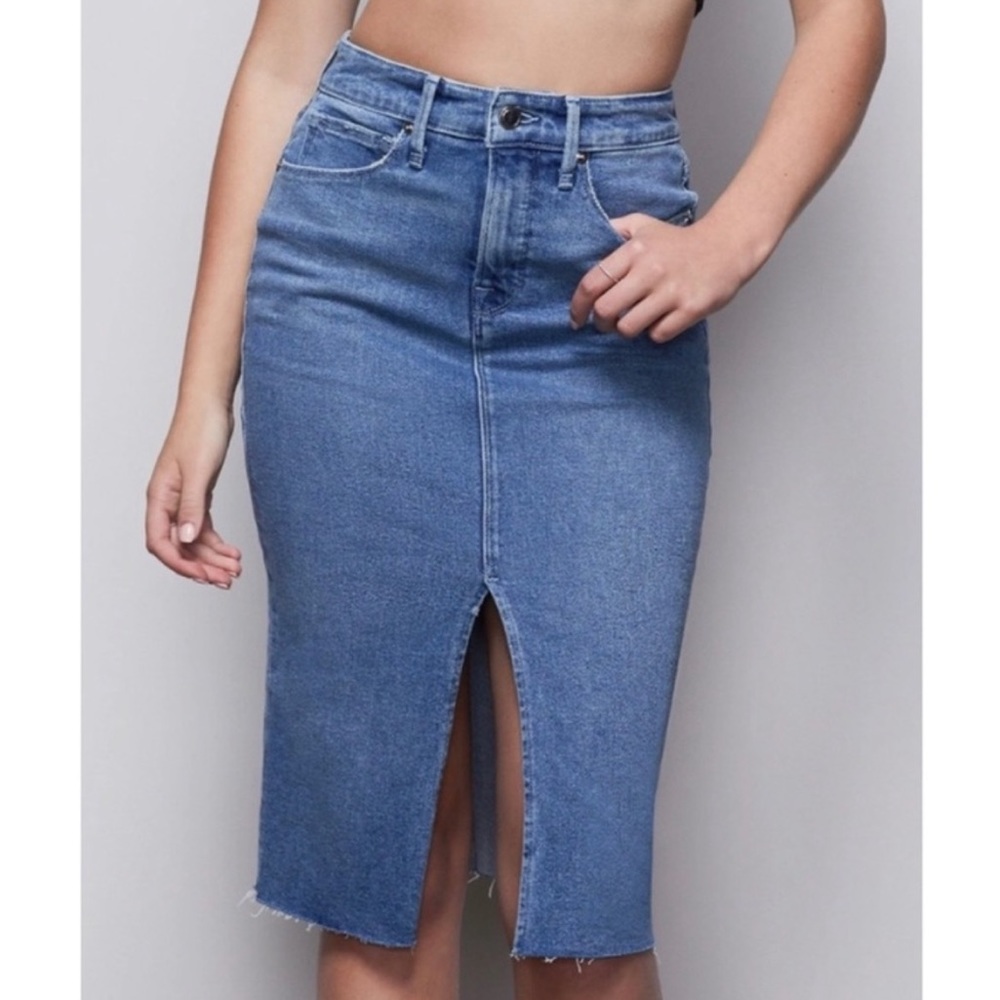 Good American Denim Pencil Skirt with Slit